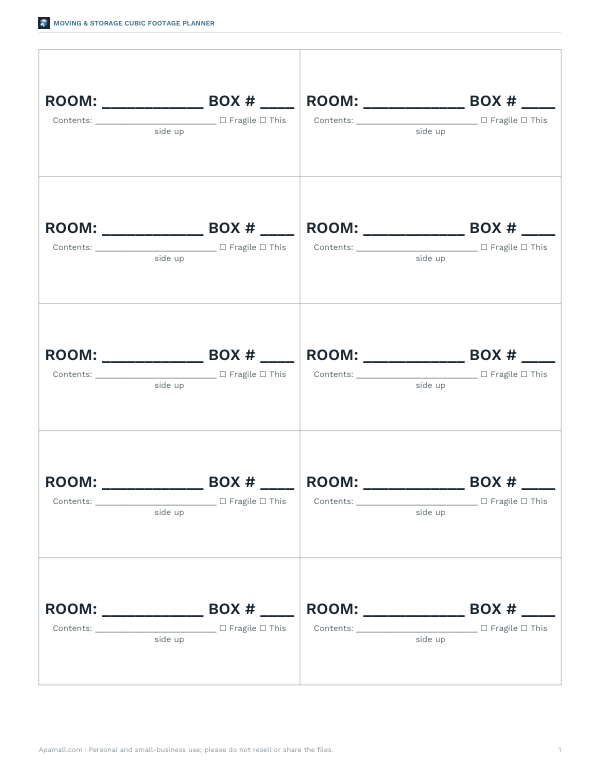 Preview of Printable Box Labels